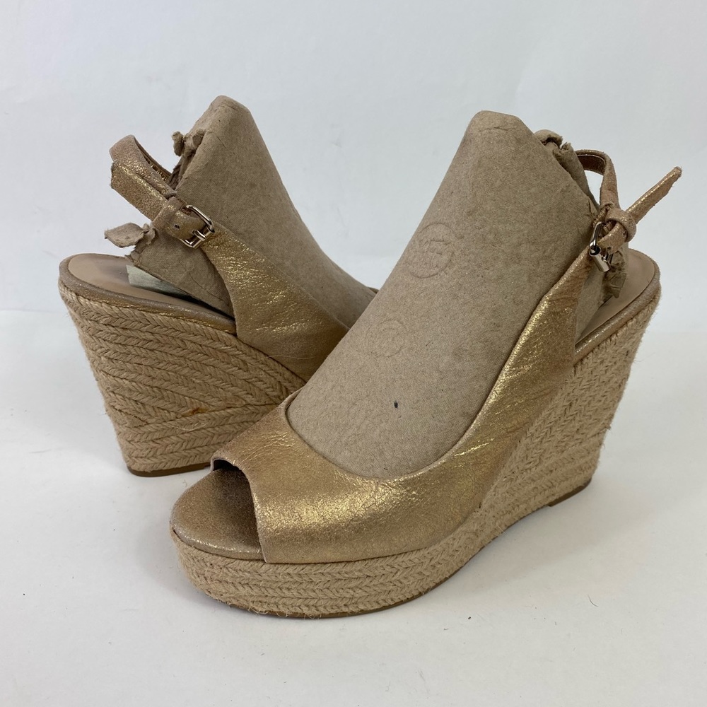 Dolce Vita Women’s Size 7 Metallic Slingback Open Toe Espadrille Wedge Sandals